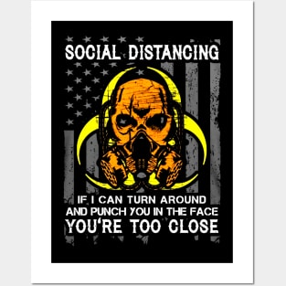 Skull Flag Social Distancing If I Can Turn Around & Punch You In Face Posters and Art